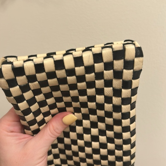 Clare V Poche Leather Woven Checkered Black/Cream Crossbody Bag 🏁 - Picture 11 of 12